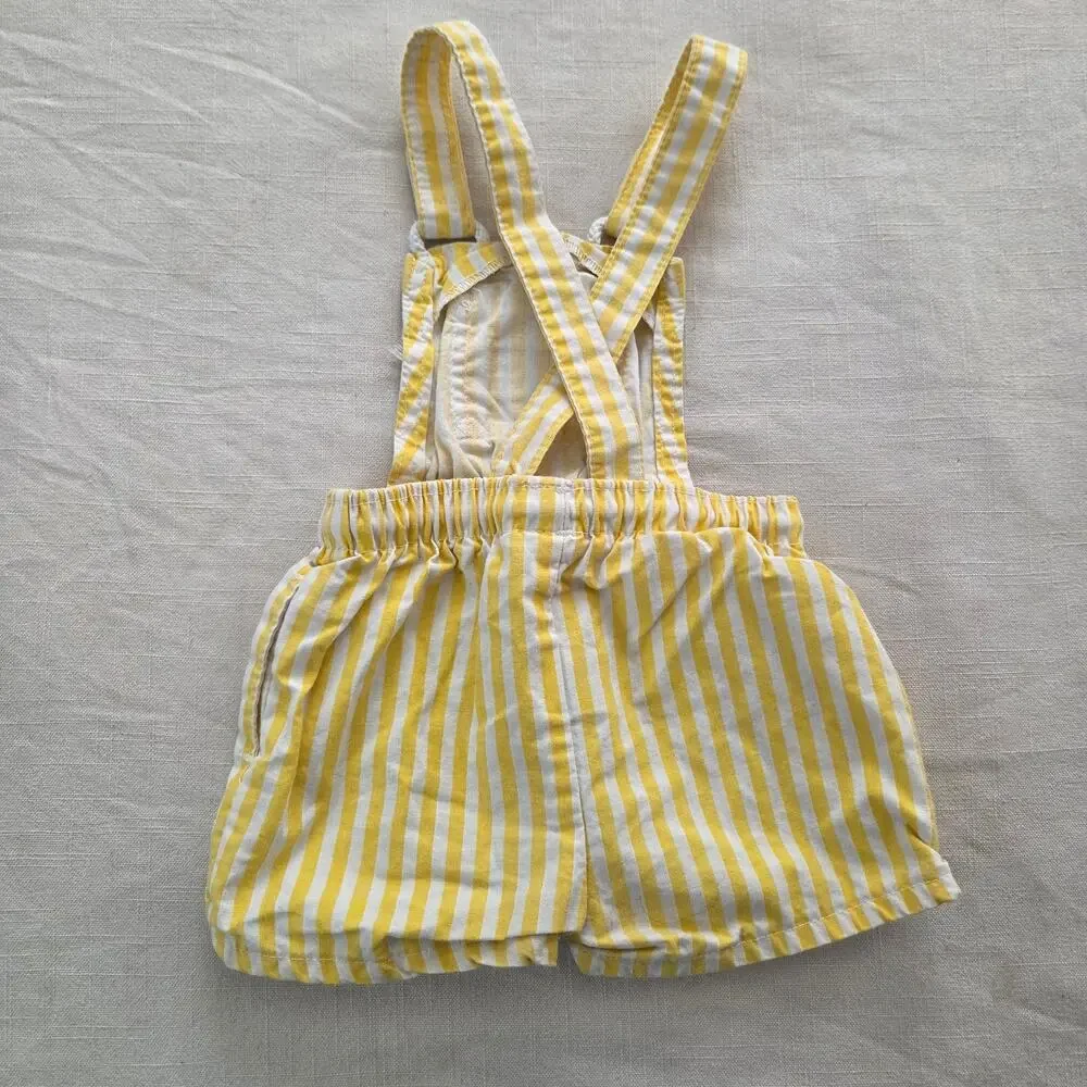 Vintage Oshkosh Yellow Striped Shortalls 12-18 months